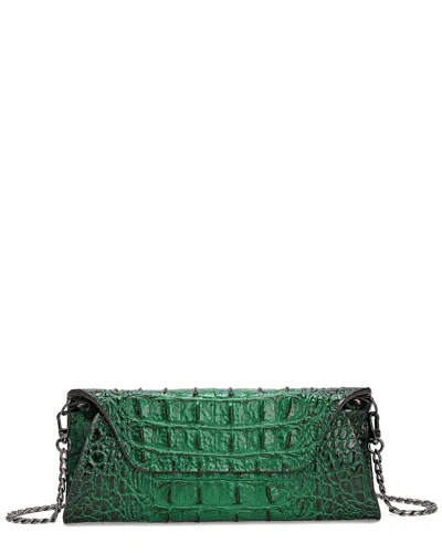 Tiffany & Fred Paris Embossed Leather Clutch In Green