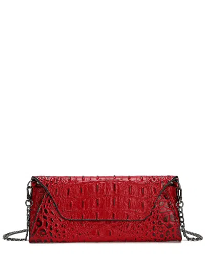 Tiffany & Fred Paris Embossed Leather Clutch In Red