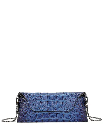 Tiffany & Fred Paris Embossed Leather Clutch In Blue