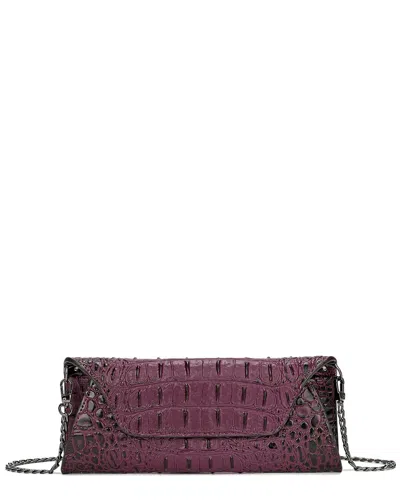 Tiffany & Fred Paris Embossed Leather Clutch In Purple