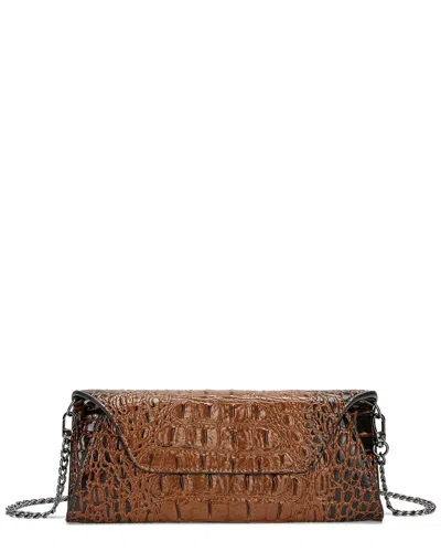 Tiffany & Fred Paris Embossed Leather Clutch In Brown