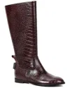 Tiffany & Fred Paris Embossed Leather Riding Boot In Burgundy