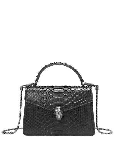 Tiffany & Fred Paris Embossed Leather Satchel In Black