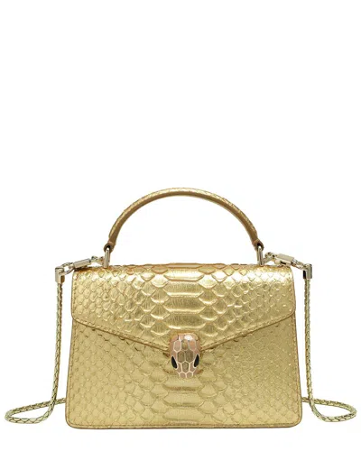 Tiffany & Fred Paris Embossed Leather Satchel In Gold