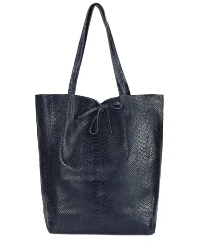 Tiffany & Fred Paris Embossed Leather Tote In Blue