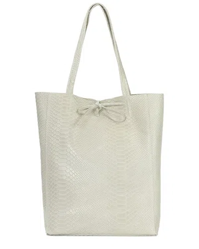 Tiffany & Fred Paris Embossed Leather Tote In Grey