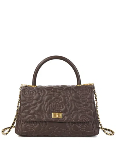 Tiffany & Fred Paris Floral Quilted Leather Top Handle Satchel In Brown