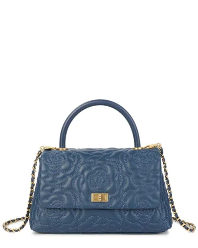 Tiffany & Fred Paris Floral Quilted Leather Top Handle Satchel In Blue