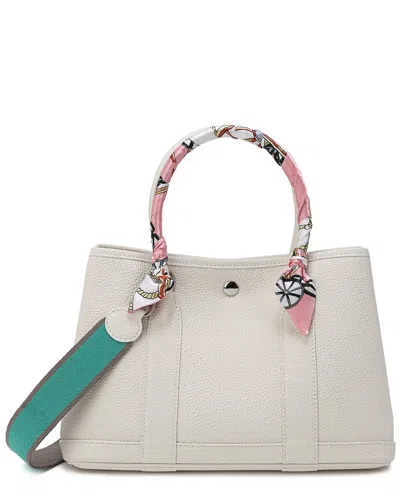 Tiffany & Fred Paris Fold-over Smooth Leather Crossbody In Gray