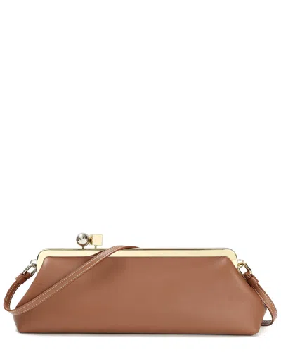 Tiffany & Fred Paris Frame Leather Clutch In Brown