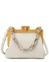 Tiffany & Fred Paris Full-grain Leather & Real Wood Frame Shoulder Bag