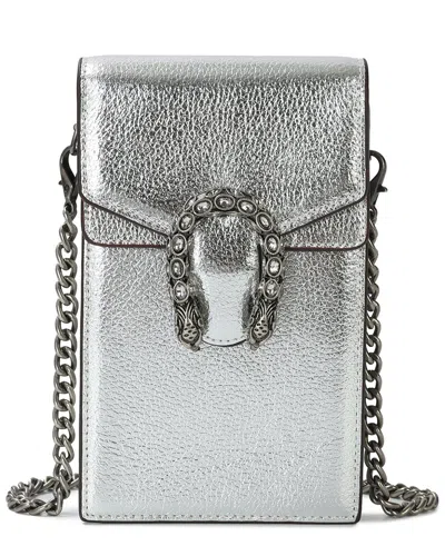 Tiffany & Fred Paris Full-grain Leather Crossbody In Silver