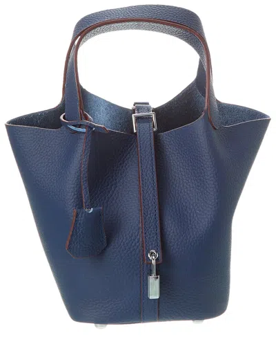 Tiffany & Fred Paris Full-grain Leather Top Handle Satchel In Blue