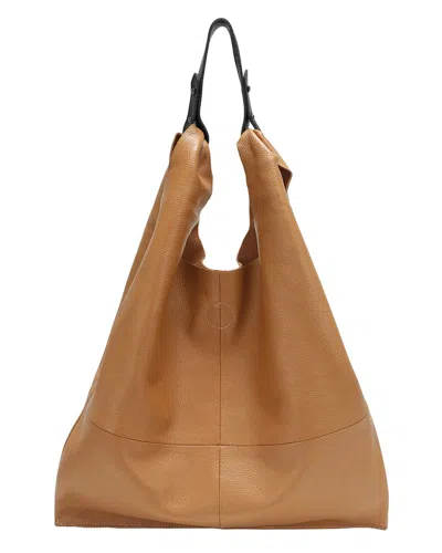 Tiffany & Fred Paris Full-grain Leather Hobo Tote In Brown