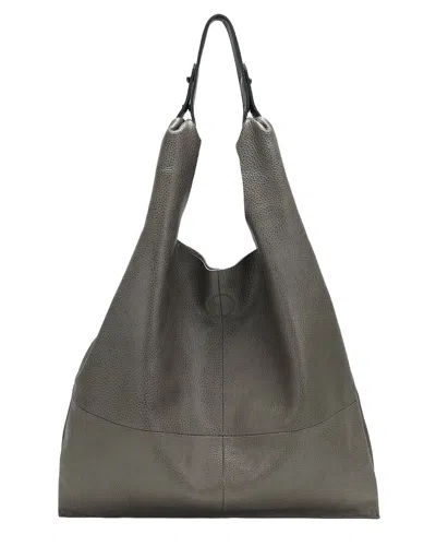 Tiffany & Fred Paris Full-grain Leather Hobo Tote In Grey
