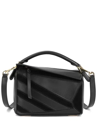 Tiffany & Fred Paris Geometric Leather Satchel In Black