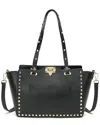 Tiffany & Fred Paris Raffia & Leather Tote In Black