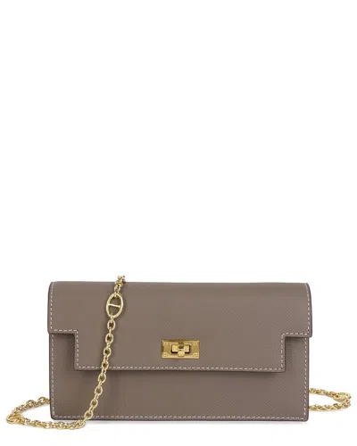 Tiffany & Fred Paris Grained Leather Wallet In Khaki
