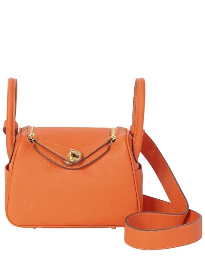 Tiffany & Fred Paris Grained Mini Leather Satchel In Orange