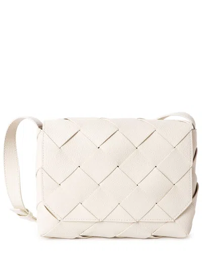 Tiffany & Fred Paris Hand-woven Full-grain Leather Crossbody In White