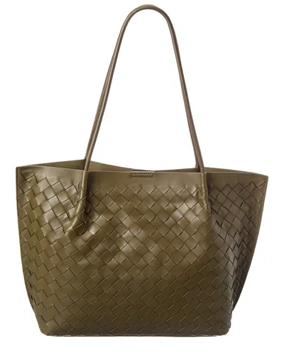 Tiffany & Fred Paris Hand-woven Large Leather Tote In Green