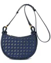 Tiffany & Fred Paris Hand-woven Leather & Denim Messenger Bag
