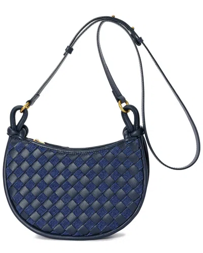Tiffany & Fred Paris Hand-woven Leather & Denim Messenger Bag
