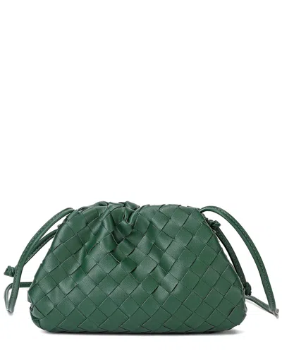 Tiffany & Fred Paris Hand-woven Leather Crossbody In Green