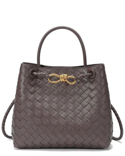 Tiffany & Fred Paris Hand-woven Leather Messenger Bag In Brown