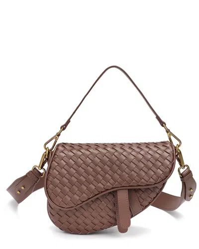 Tiffany & Fred Paris Hand-woven Leather Saddle Bag In Brown