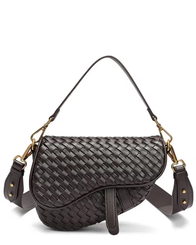 Tiffany & Fred Paris Hand-woven Leather Saddle Bag In Brown