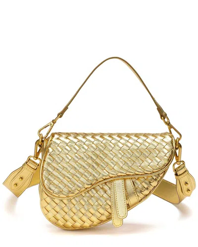 Tiffany & Fred Paris Hand-woven Leather Saddle Bag In Gold
