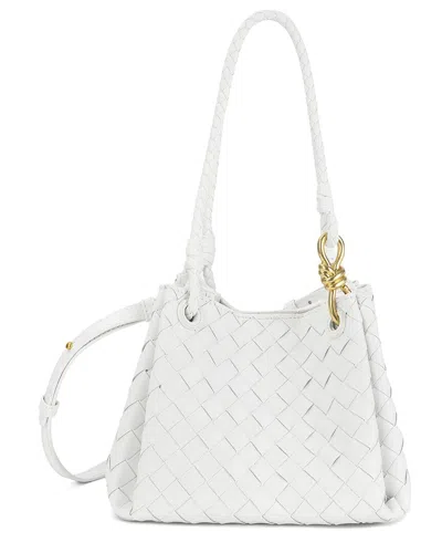 Tiffany & Fred Paris Hand-woven Leather Shoulder Bag In White