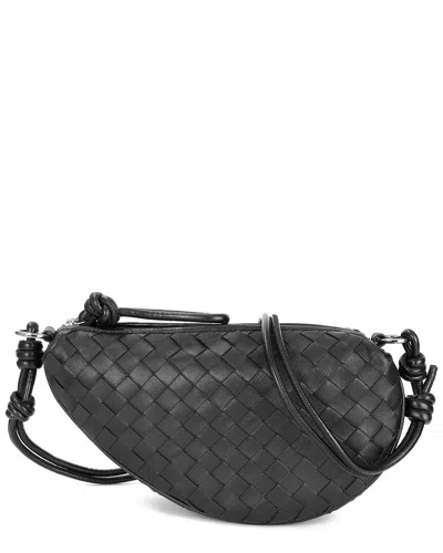 Tiffany & Fred Paris Hand-woven Leather Shoulder/crossbody Bag In Black
