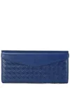 Tiffany & Fred Paris Hand-woven Leather Wallet In Blue