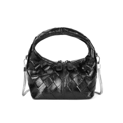 Tiffany & Fred Paris Hand-woven Small Hobo Shoulder/crossbody Bag In Burgundy
