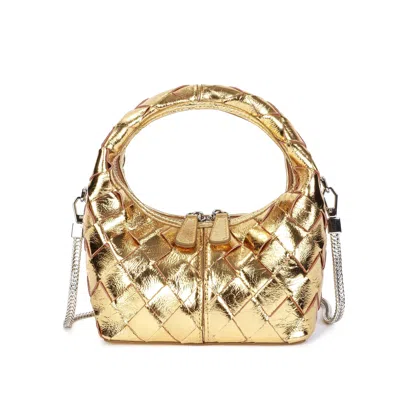 Tiffany & Fred Paris Hand-woven Small Hobo Shoulder/crossbody Bag In Metallic