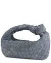 Tiffany & Fred Paris Hand-woven Suede Pouch In Grey