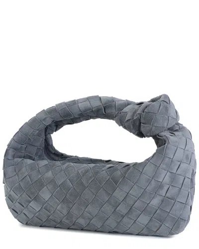 Tiffany & Fred Paris Hand-woven Suede Pouch In Grey