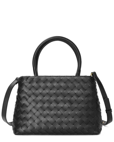 Tiffany & Fred Paris Hand-woven Top-handle Leather Bag In Black