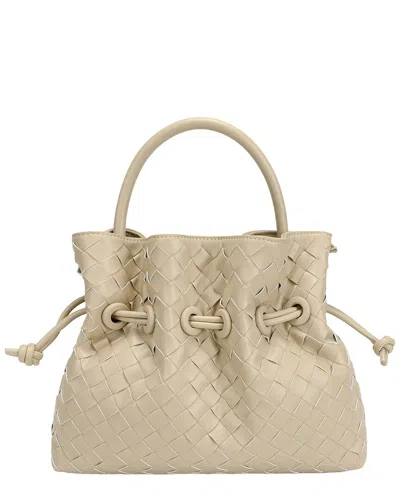 Tiffany & Fred Paris Hand-woven Leather Drawstring Satchel In White