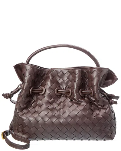 Tiffany & Fred Paris Hand-woven Leather Drawstring Satchel In Brown