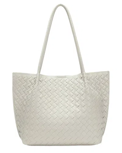 Tiffany & Fred Paris Handwoven Leather Large Tote In White
