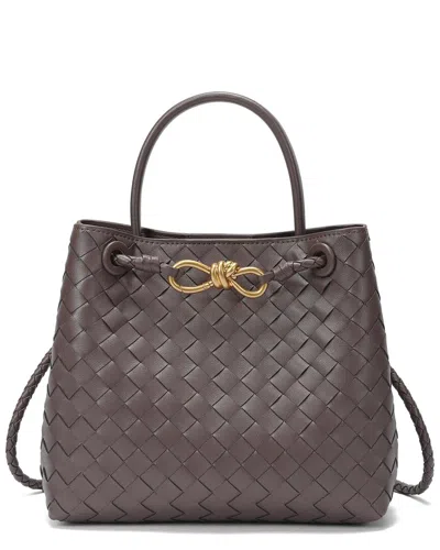 Tiffany & Fred Paris Hand-woven Leather Messenger Bag In Brown