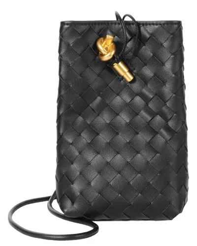 Tiffany & Fred Paris Handwoven Leather Mini Bucket Bag In Black