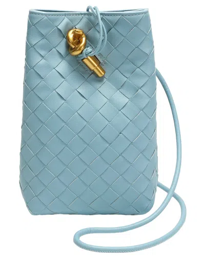 Tiffany & Fred Paris Handwoven Leather Mini Bucket Bag In Blue