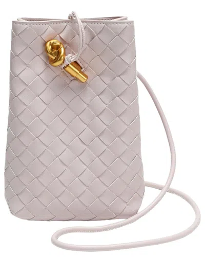 Tiffany & Fred Paris Handwoven Leather Mini Bucket Bag In White