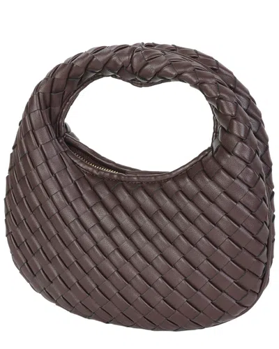 Tiffany & Fred Paris Hand-woven Leather Mini Hobo Bag In Brown