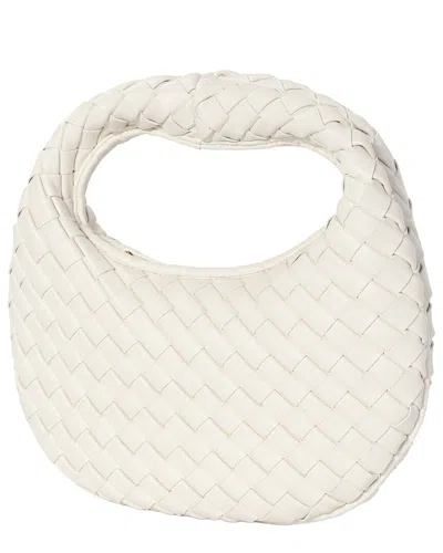 Tiffany & Fred Paris Hand-woven Leather Mini Hobo Bag In White