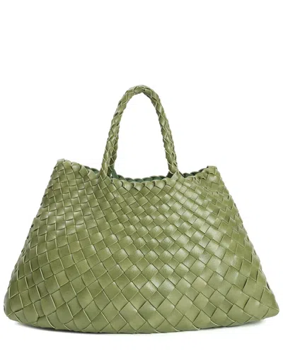 Tiffany & Fred Paris Hand-woven Leather Tote In Green